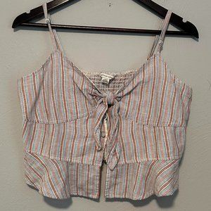 AE Outfitters Women's Striped Crop Top Peplum Tie w/ Spaghetti Straps Size Large